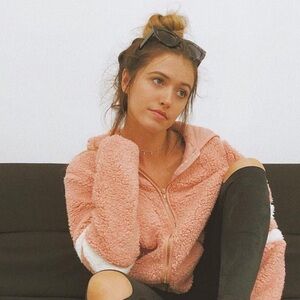 Pink and white Sherpa jacket